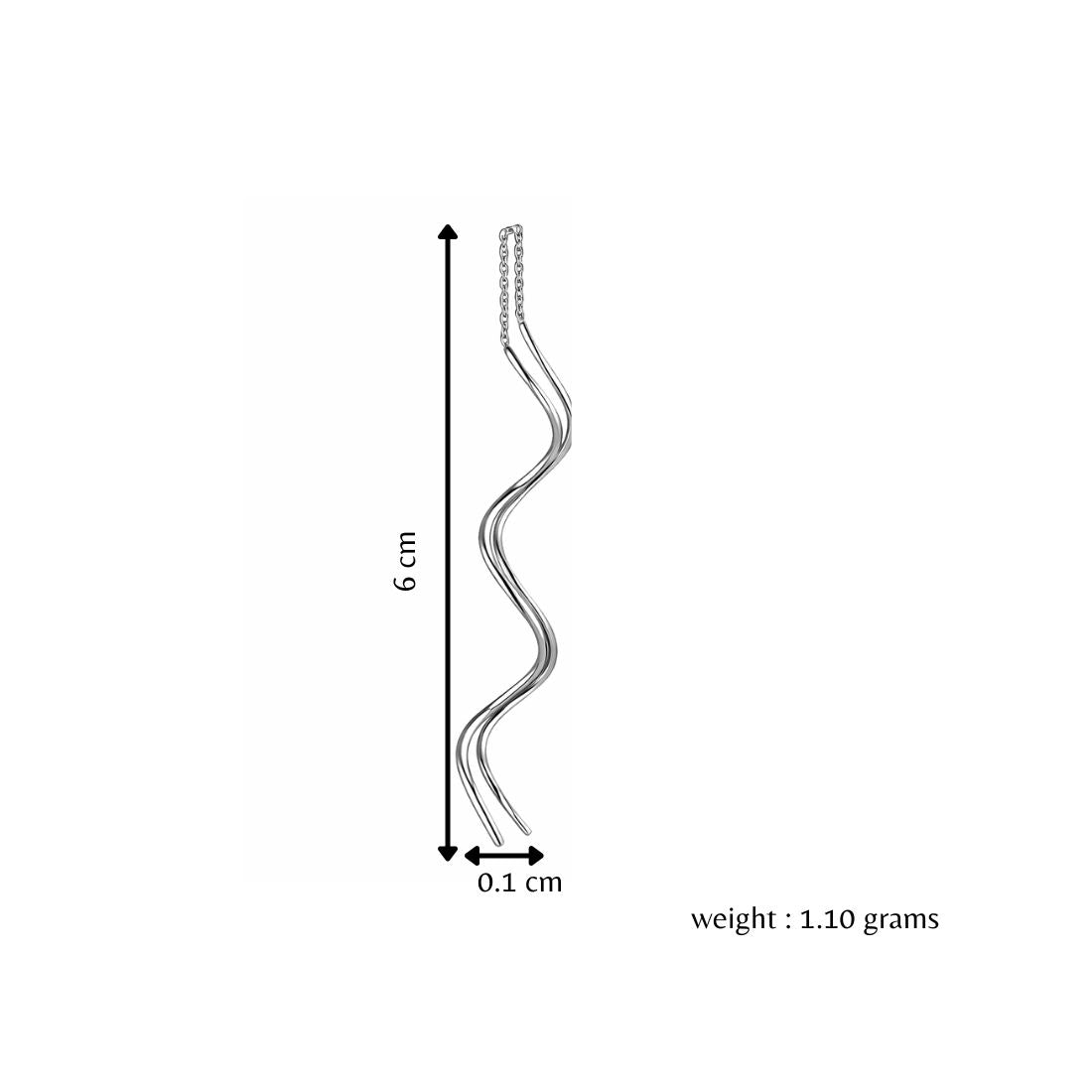 Spiral Threader Earrings for Women, Twisted Spiral Drop Dangle Earrings, Unique Minimal Everyday Earrings (Silver)