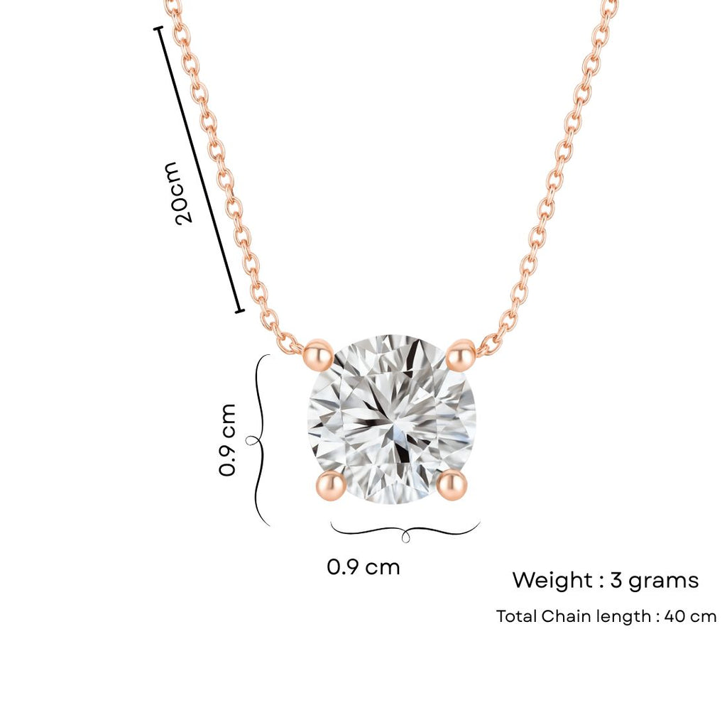 Nilu's Collection Rose Gold Plated Solitaire Pendant Necklace with Round Cut American Diamond For Women And Girls | Anti-Tarnish | Anti-Allergy | Office Wear | Gifting