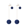 Blue Velvet Plush Ball Korean Style Earrings