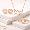 Harmony Hues Valentine Special Rose Gold Plated Heart Shaped Jewellery Value Set For Women And Girls | Pendant | Earrings | Ring