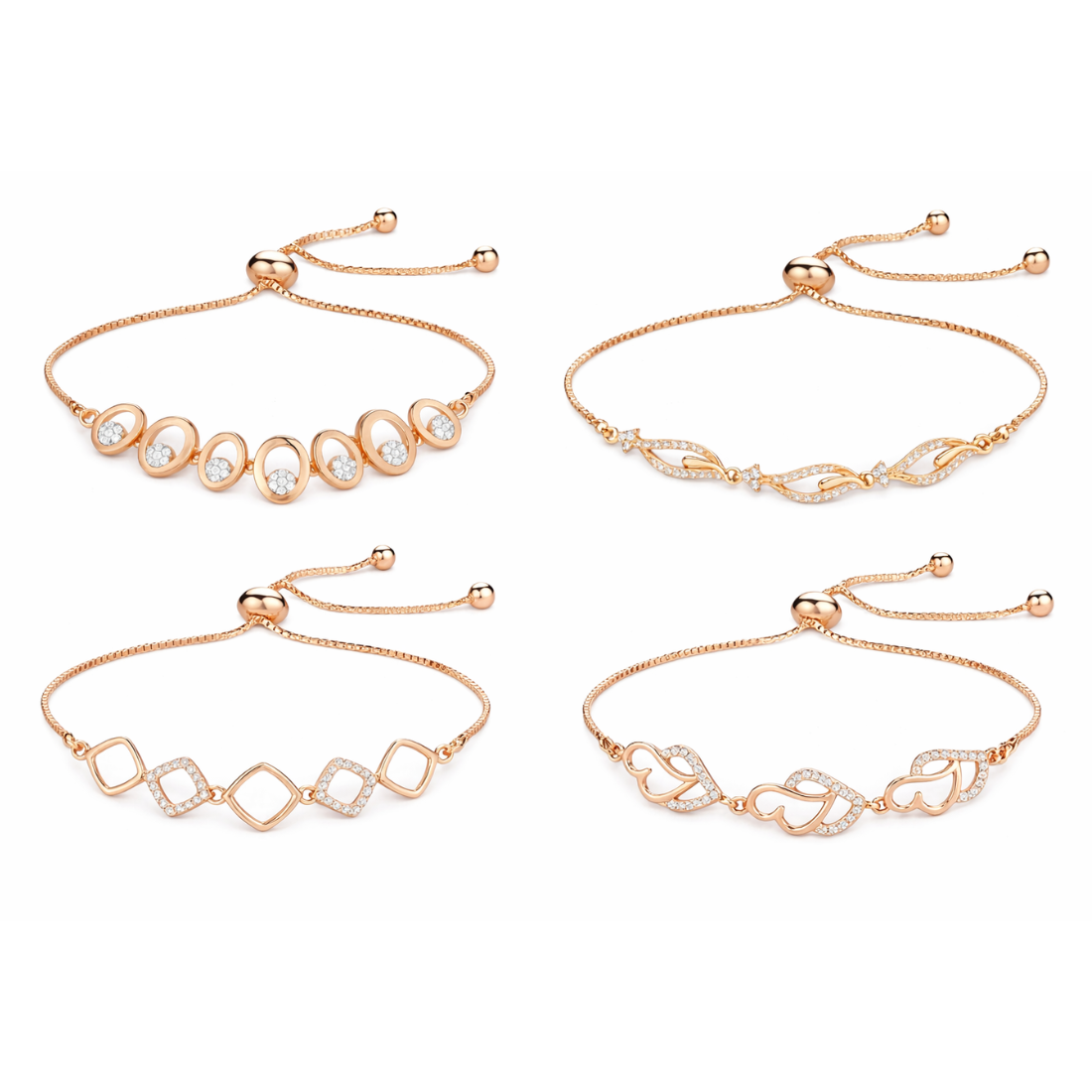 Bracelet 4Love Value Set For Women And Girls| Rose gold Plated with Ad stone