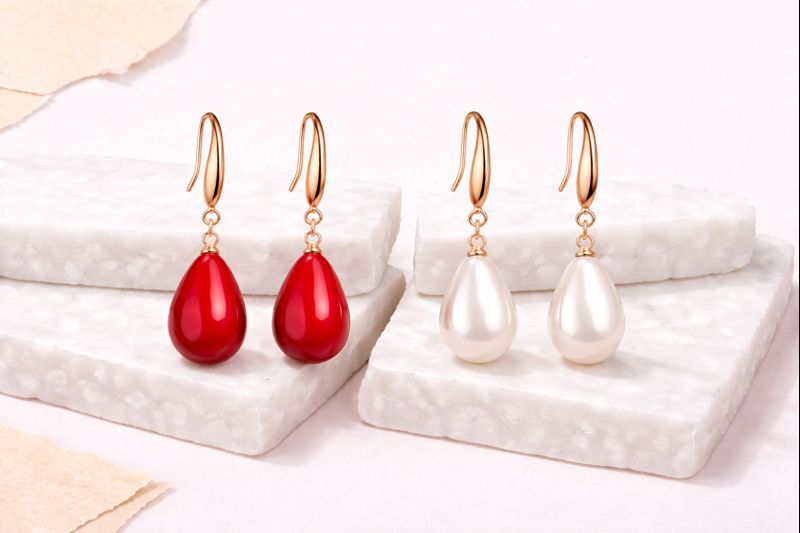 Pearl Pop Rose Gold Plated Drop Earrings For Girls| Value Set Jewellery
