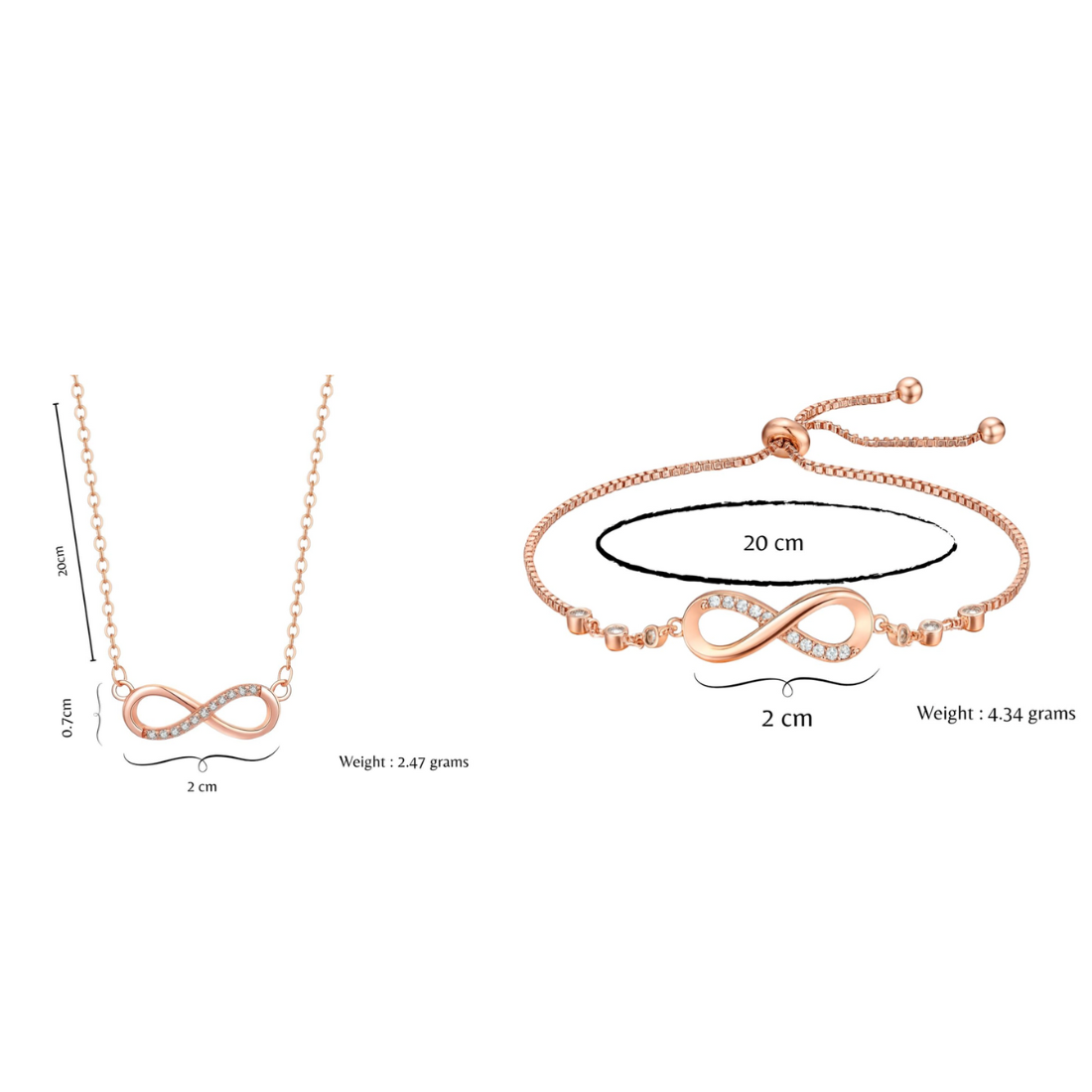 Infinity Love Pendant & Bracelet Value Set for Women & Girls  |Valentine Gift