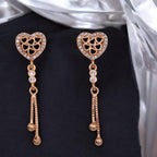 Rose Gold Plated Heart Design Dangling Earrings For Women And Girls