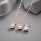 American Diamond Rose Gold Plated Necklace and Earrings for Girls and Women, Gift Jewelry for Women