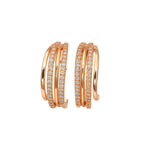 Nilu's Collection Rose Gold Plated Triple Layer Hoop Earrings With Sparkling AD Stone  for Women And Girls