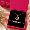 Rose Gold Heart Necklace & Bracelet Gift Set for Women