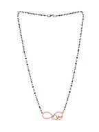 Mangalsutra Necklace with Infinity Heart Pendant| Black Beads Chain| Rose Gold Plated