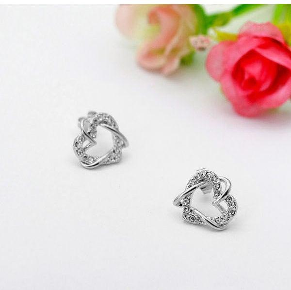 Multi Tone| Heart Shape Stud Earrings for Women and Girls, CZ Stone
