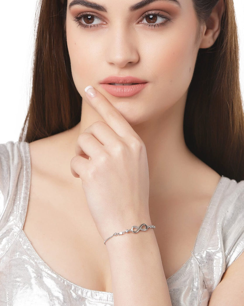 Infitnity Love Silver Plated Adjustable Charm Bracelet for Women and Girls