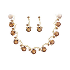 Brown Arabic Design Blue Rhinestone Earrings Necklace Set| Wedding Engagement Birthday Anniversary Collection|