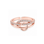 Rose Gold Plated | American Diamond Studded | Adjustable | Finger Ring for Women and Girls, Style 23