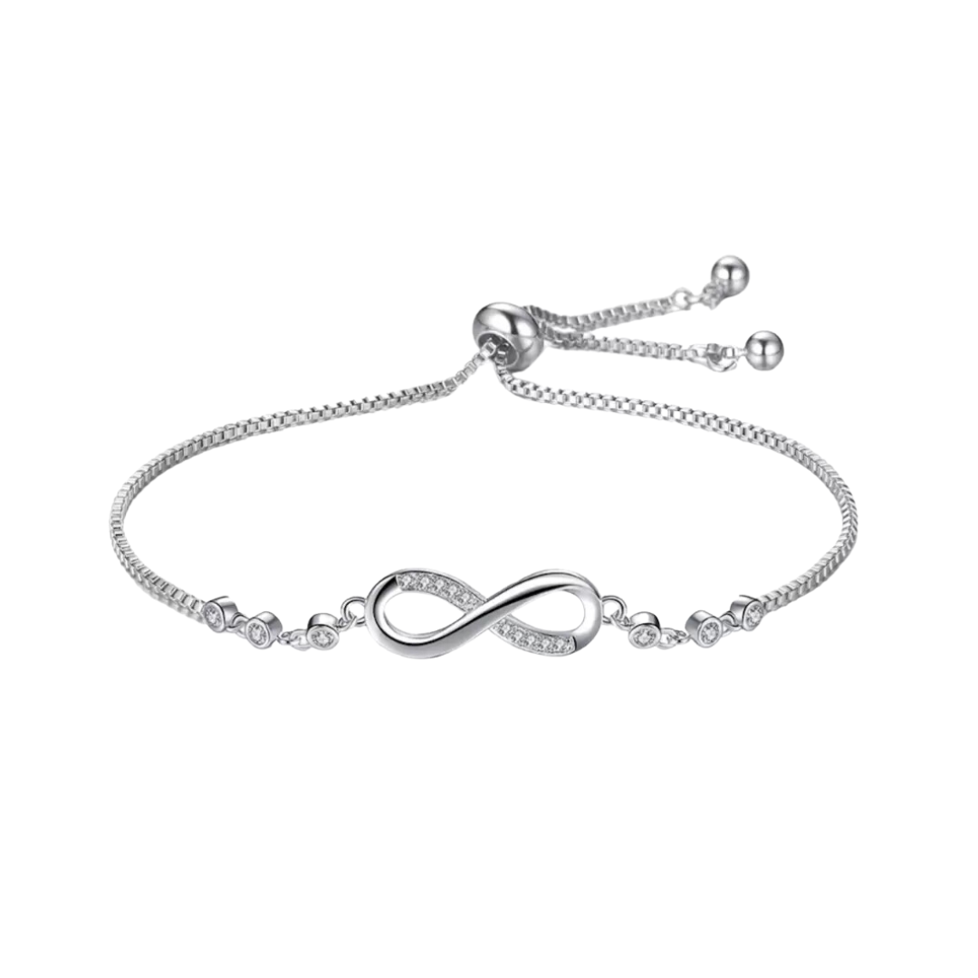 Infitnity Love Silver Plated Adjustable Charm Bracelet for Women and Girls
