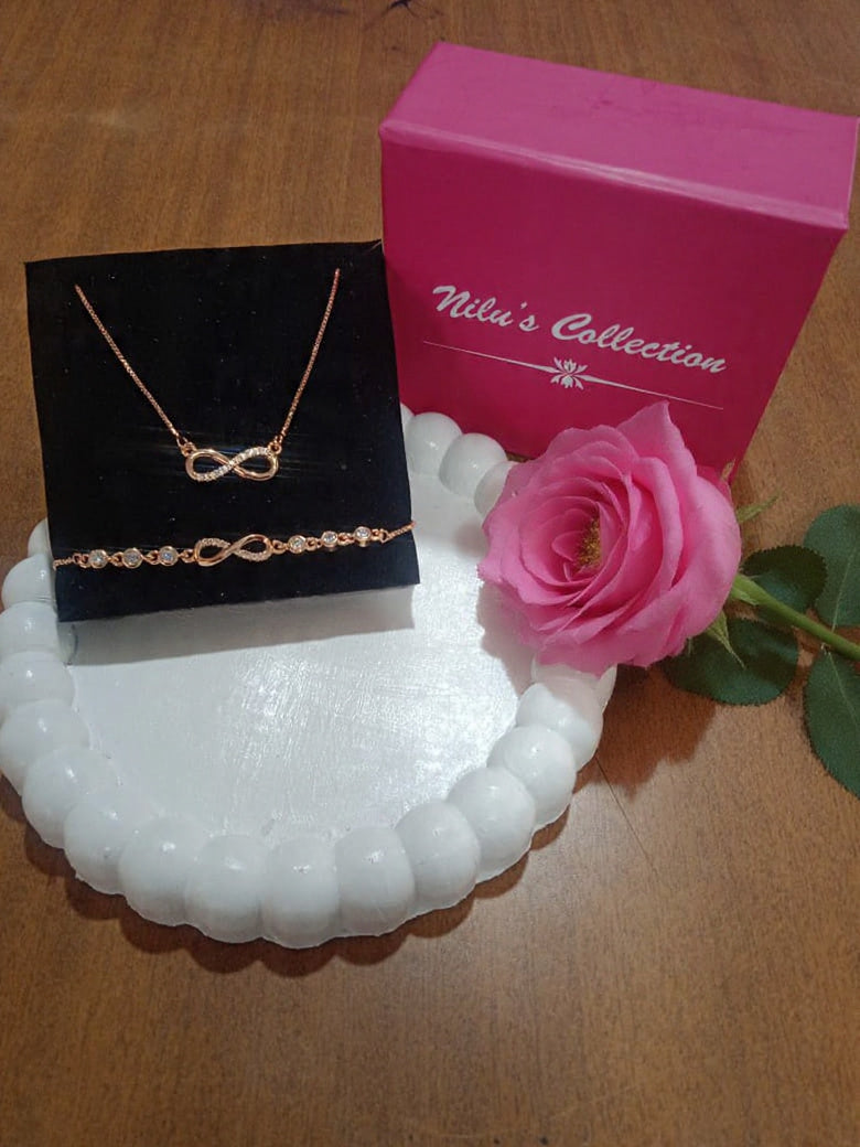 Infinity Love Pendant & Bracelet Value Set for Women & Girls  |Valentine Gift