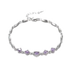 Fashion lovely Heart Silver Plated Valentine Gift Crystal Bracelet (Purple)