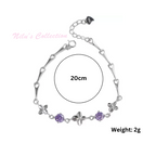 Latest Stylish Silver Plated Cubic Zirconia Clover Shaper Charm Bracelet for Women, Gifts for Girlfriend, Women & Girls (Purple)