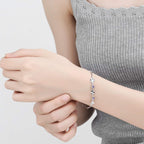 Latest Stylish Silver Plated Cubic Zirconia Clover Shaper Charm Bracelet for Women, Gifts for Girlfriend, Women & Girls (Purple)