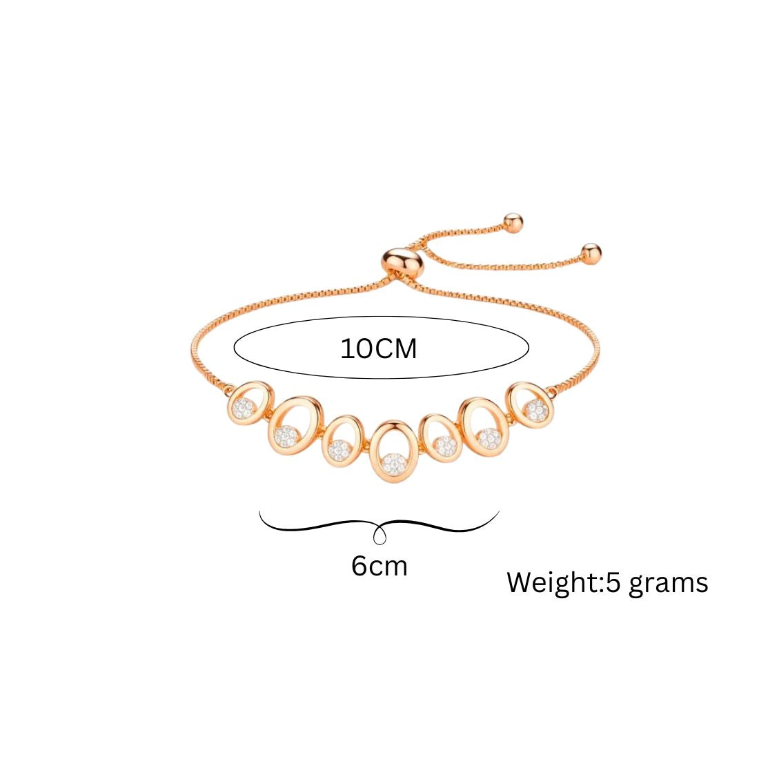 Rose Gold Plated AD Stone Bracelets for Women and Girls, Stylish Adjustable Alloy Bracelet, Birthday Anniversary and Valentine Gift