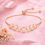Rose Gold Plated AD Stone Bracelets for Women and Girls, Stylish Adjustable Alloy Bracelet, Birthday Anniversary and Valentine Gift