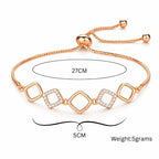 Rose Gold Plated American Diamond Adjustable Bracelet, Stylish Fashion Jewellery Gift for Girls & Women