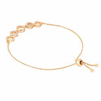 Rose Gold Plated American Diamond Adjustable Bracelet, Stylish Fashion Jewellery Gift for Girls & Women