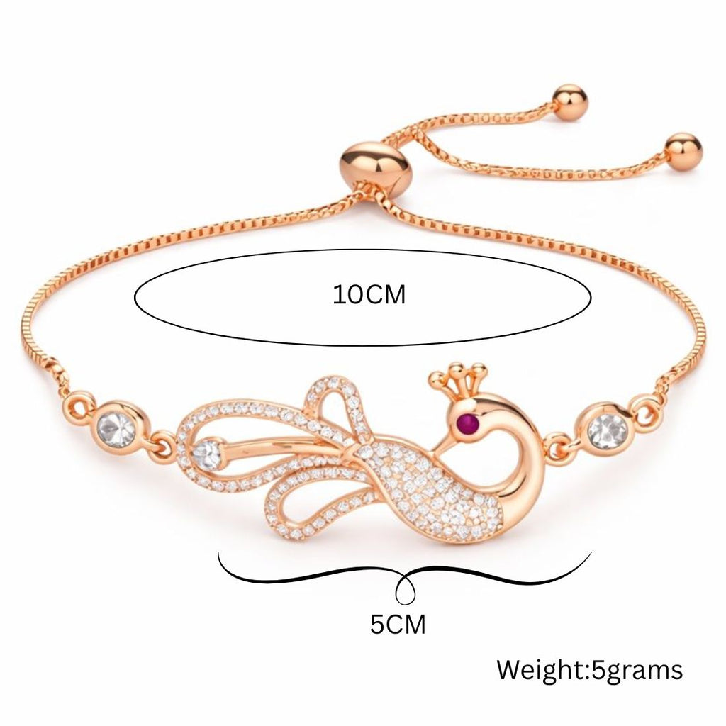 Rose Gold Plated American Diamond Adjustable Bracelet, Stylish Fashion Jewellery Gift for Girls & Women