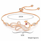 Rose Gold Plated American Diamond Adjustable Bracelet, Stylish Fashion Jewellery Gift for Girls & Women