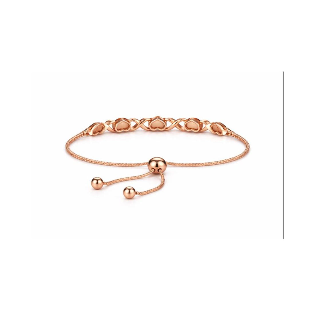 Rose Gold Plated Adjustable Infinity Heart Bracelet with American Diamonds for Women & Girls