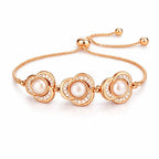 Rose Gold Plated Floral Pearl Bracelet