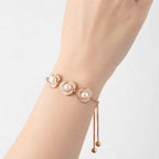 Rose Gold Plated Floral Pearl Bracelet