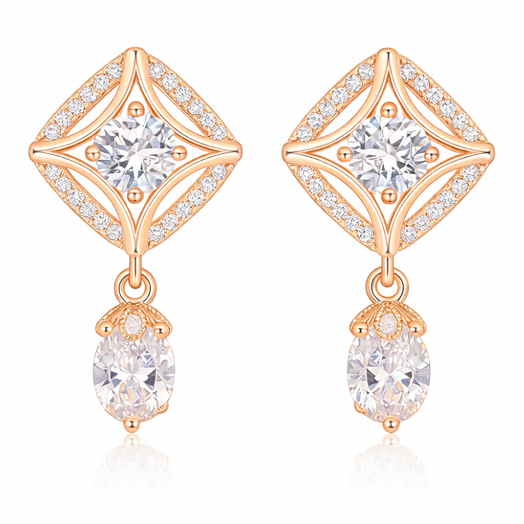 18k Rose Gold Plated American Diamond Stone demo