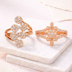 Ring Stacks Value Set| Rose Gold Plated Adjustable Ring With American Diamond For Women & Girls