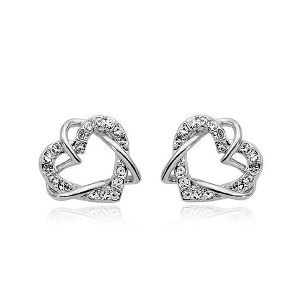 Multi Tone| Heart Shape Stud Earrings for Women and Girls, CZ Stone
