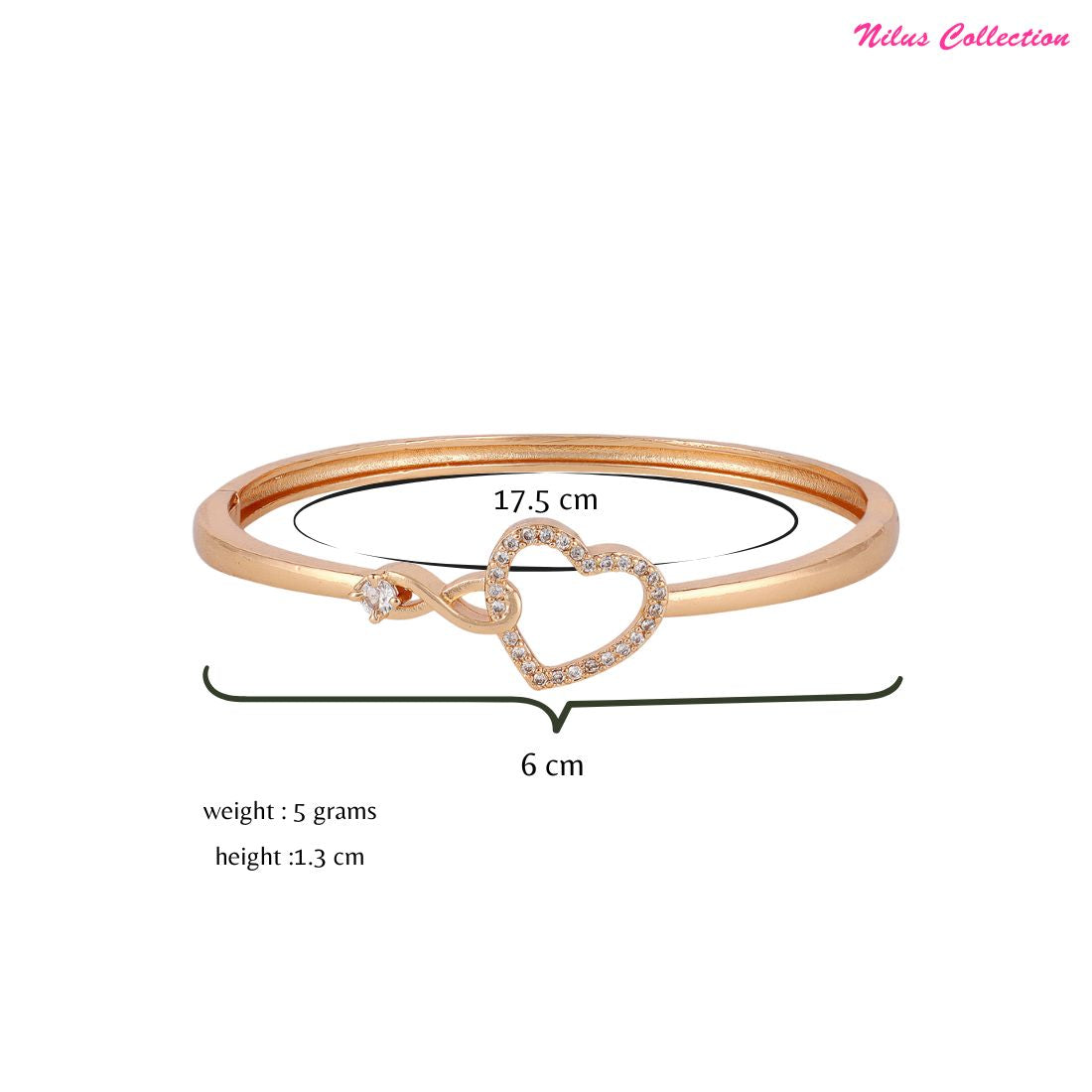 Rose Gold Infinity Heart Shape kada with Love Bracelet for Women & girls | Sleek Finish |Office Wear |  Minimalist Appeal