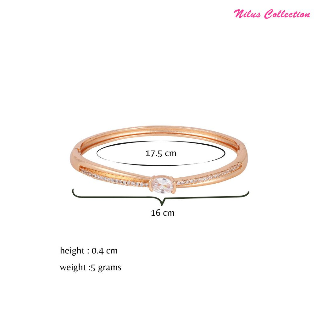 Rose Gold-Plated Kada with Centerpiece Stone Elegant Designer kada Bracelet for Women| Sleek Finish |Office Wear |  Minimalist Appeal