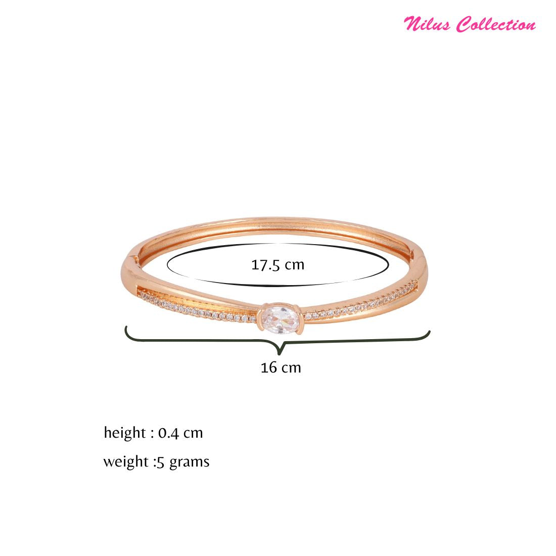 Rose Gold-Plated Kada with Centerpiece Stone Elegant Designer kada Bracelet for Women| Sleek Finish |Office Wear |  Minimalist Appeal