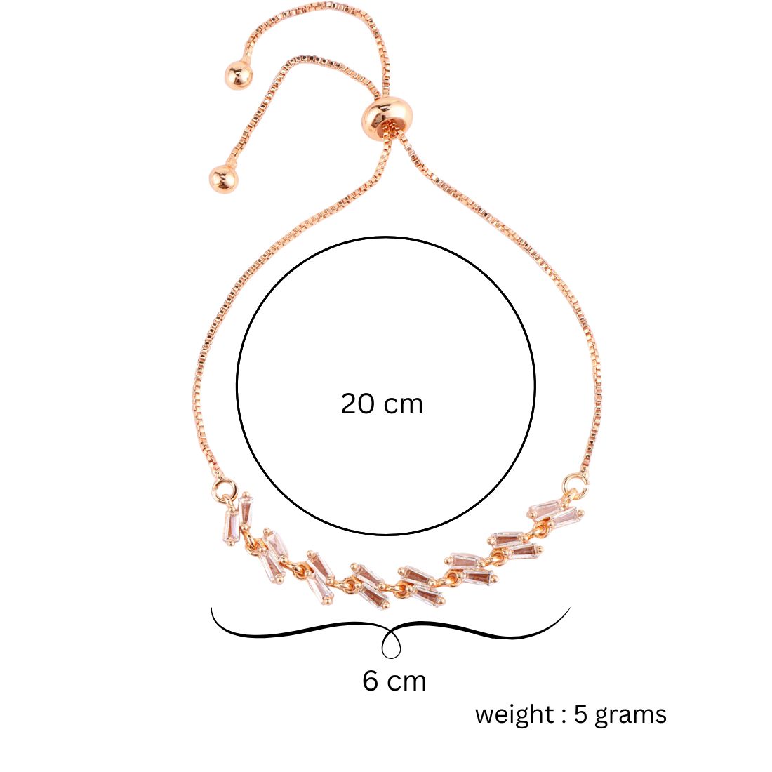 Nilu's Collection Rose Gold Plated Adjustable Bracelet With American Diamond For Women And Girls | Anti-Tranish | Anti-Allergy | Office Wear