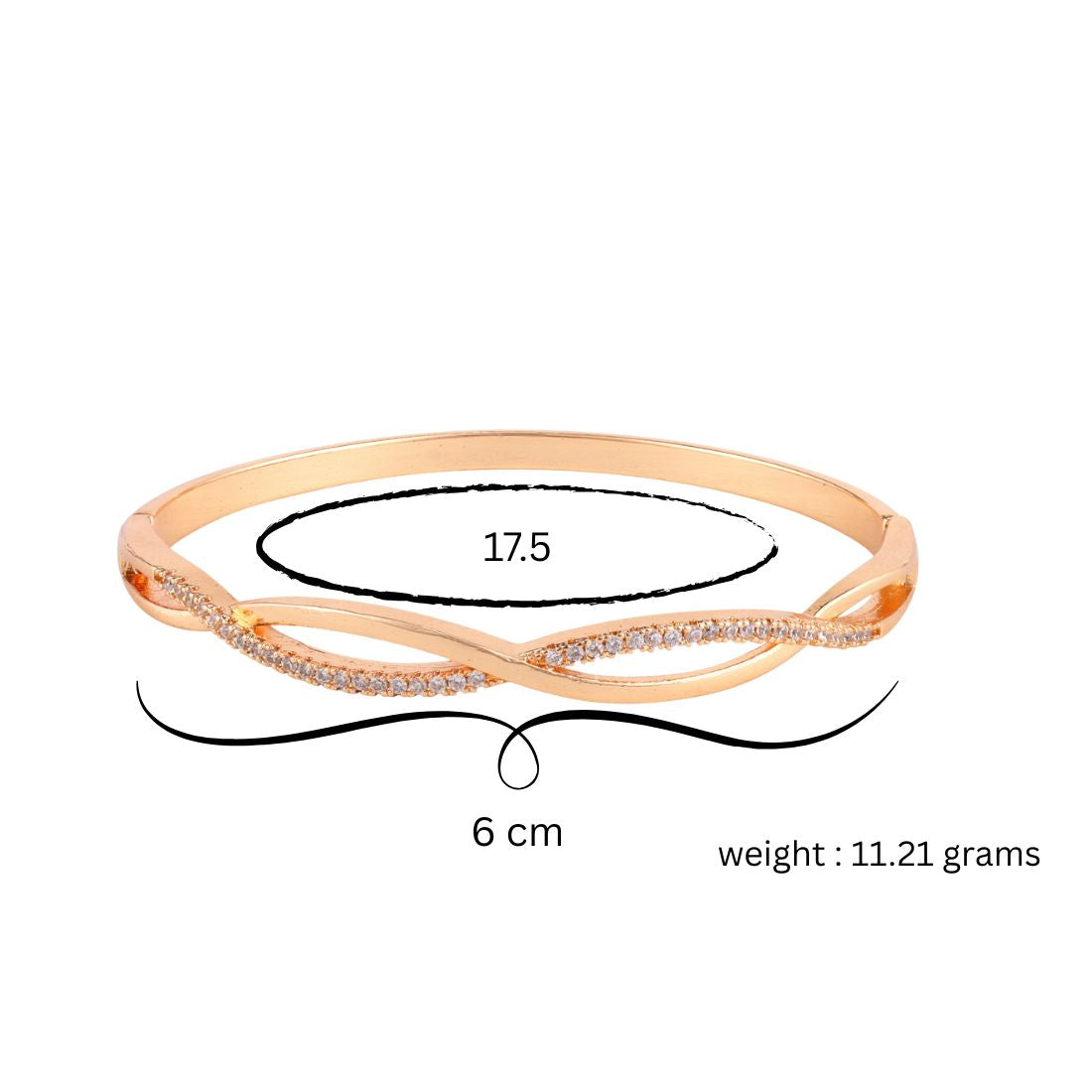 Nilu's Collection Rose Gold Plated Kada Bracelet with American Diamonds For Women And Girls | Anti-Tarnish | Anti- Allergy |