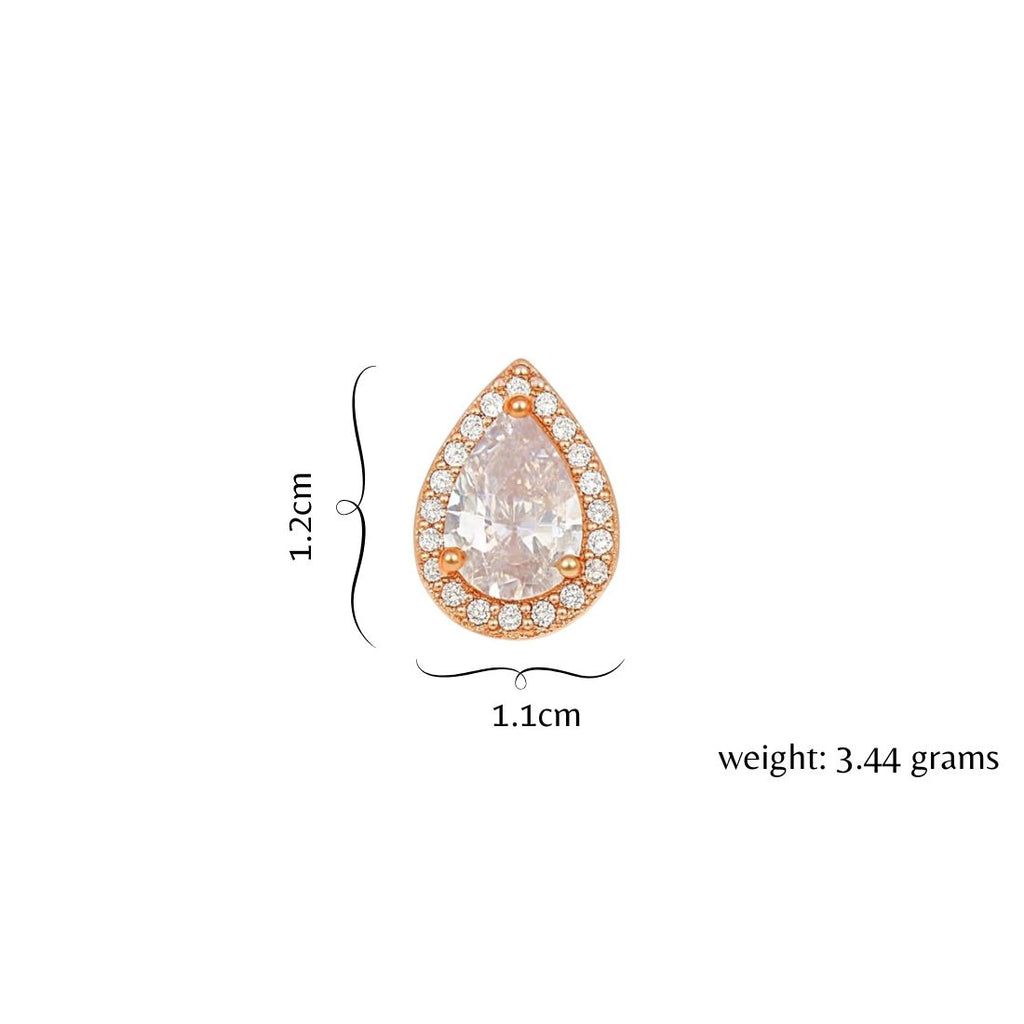 Rose Gold Plated Teardrop Stud Earrings AD Stones For Women And GIrls