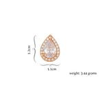 Rose Gold Plated Teardrop Stud Earrings AD Stones For Women And GIrls