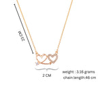 Rose Gold Plated Double Heart Pendant Necklace With American Diamond  for Women and Girls |Anti-Tranish | Anti- Allergy | Office Wear