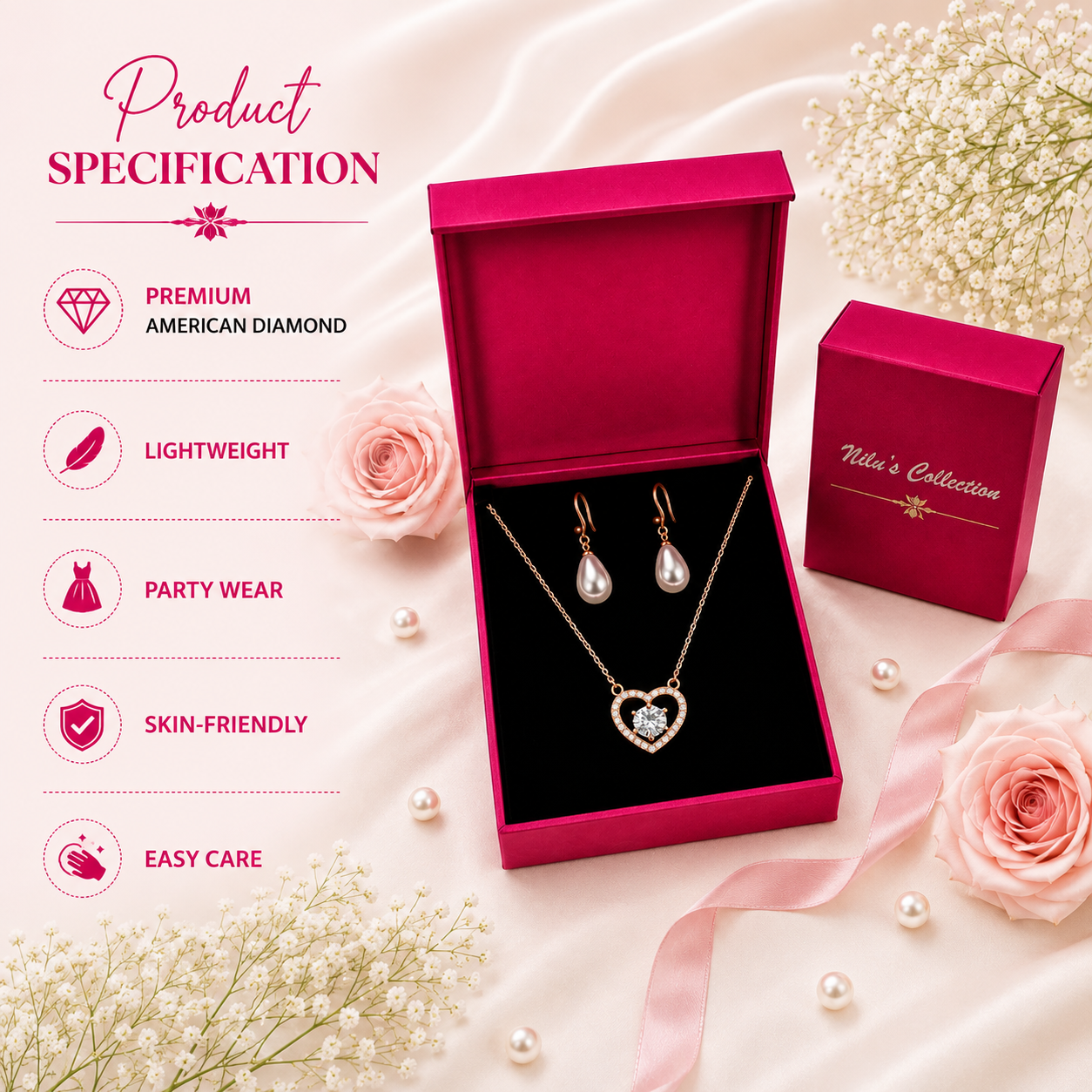 Sparkle Duo Value Set| Rose Gold Plated Stud Earring Set For Women And Girls