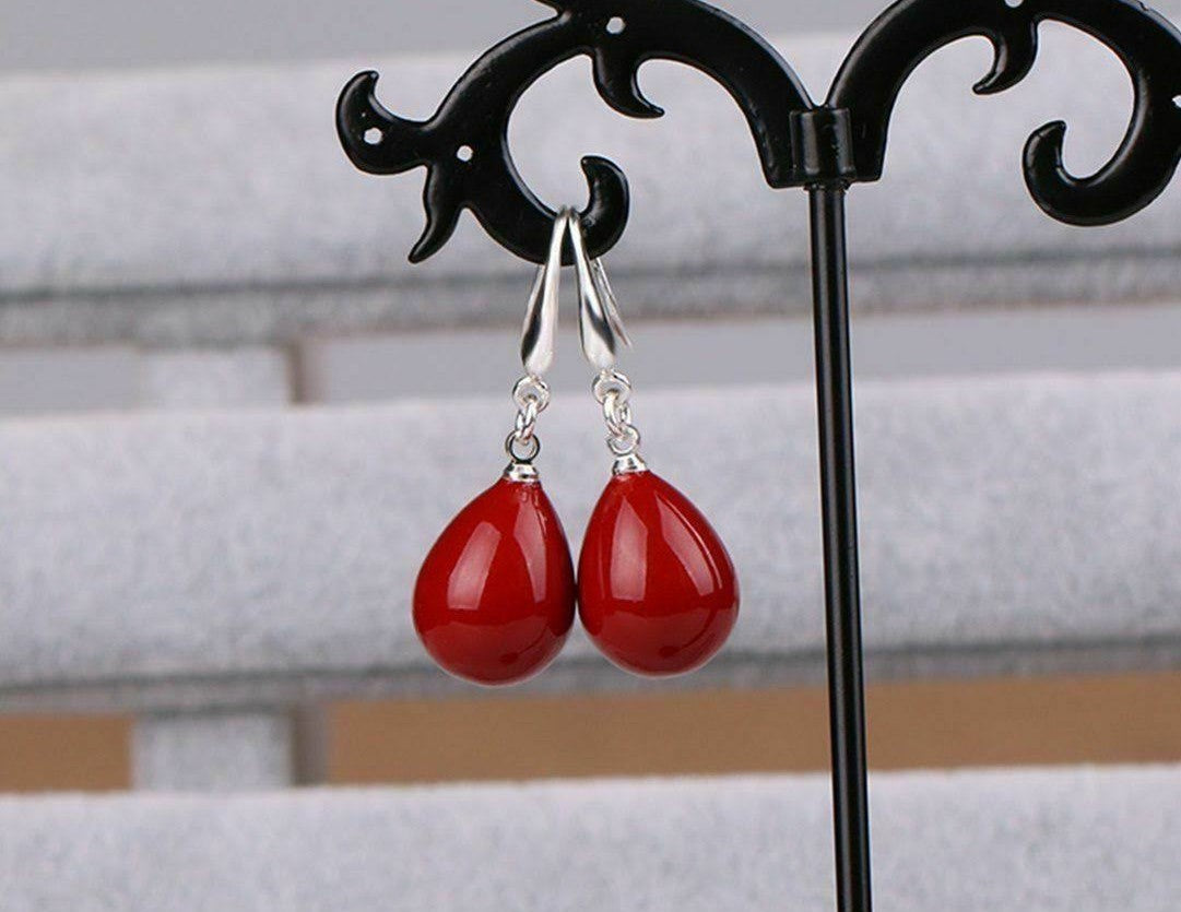 Pearl Pop Red Drop Earrings for Girls and Women| Valentine Gift