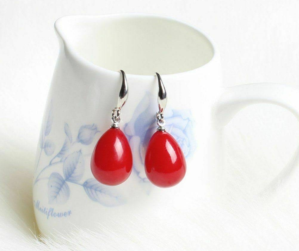 Pearl Pop Red Drop Earrings for Girls and Women| Valentine Gift
