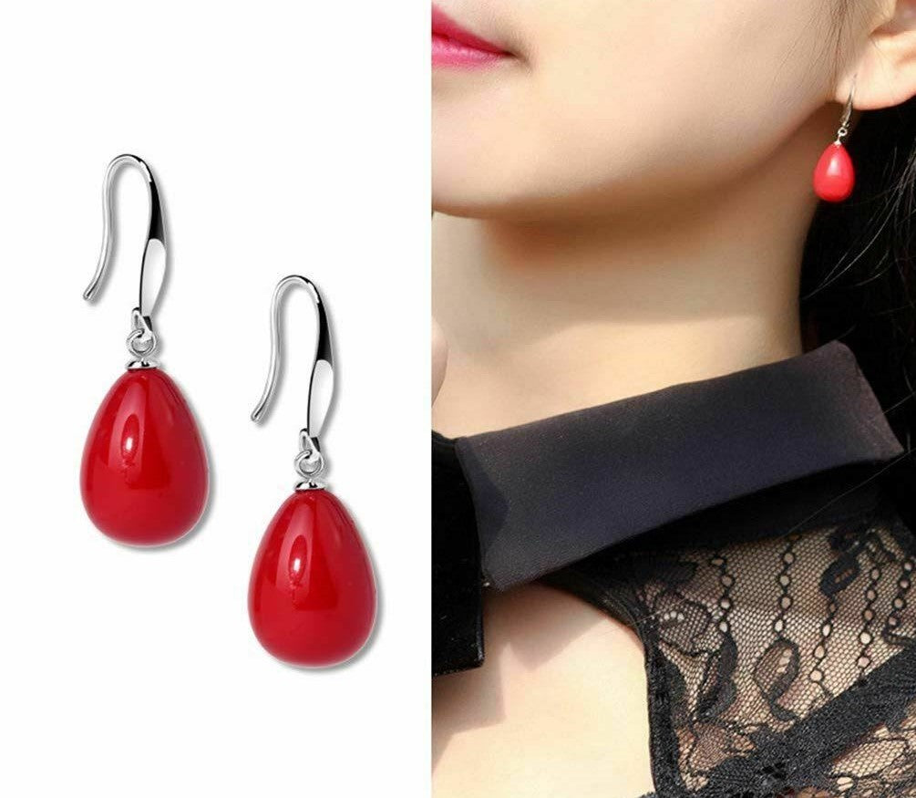 Pearl Pop Red Drop Earrings for Girls and Women| Valentine Gift
