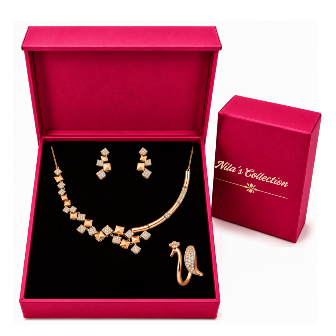 Rose Gold Party Wear Jewelry Gift Set