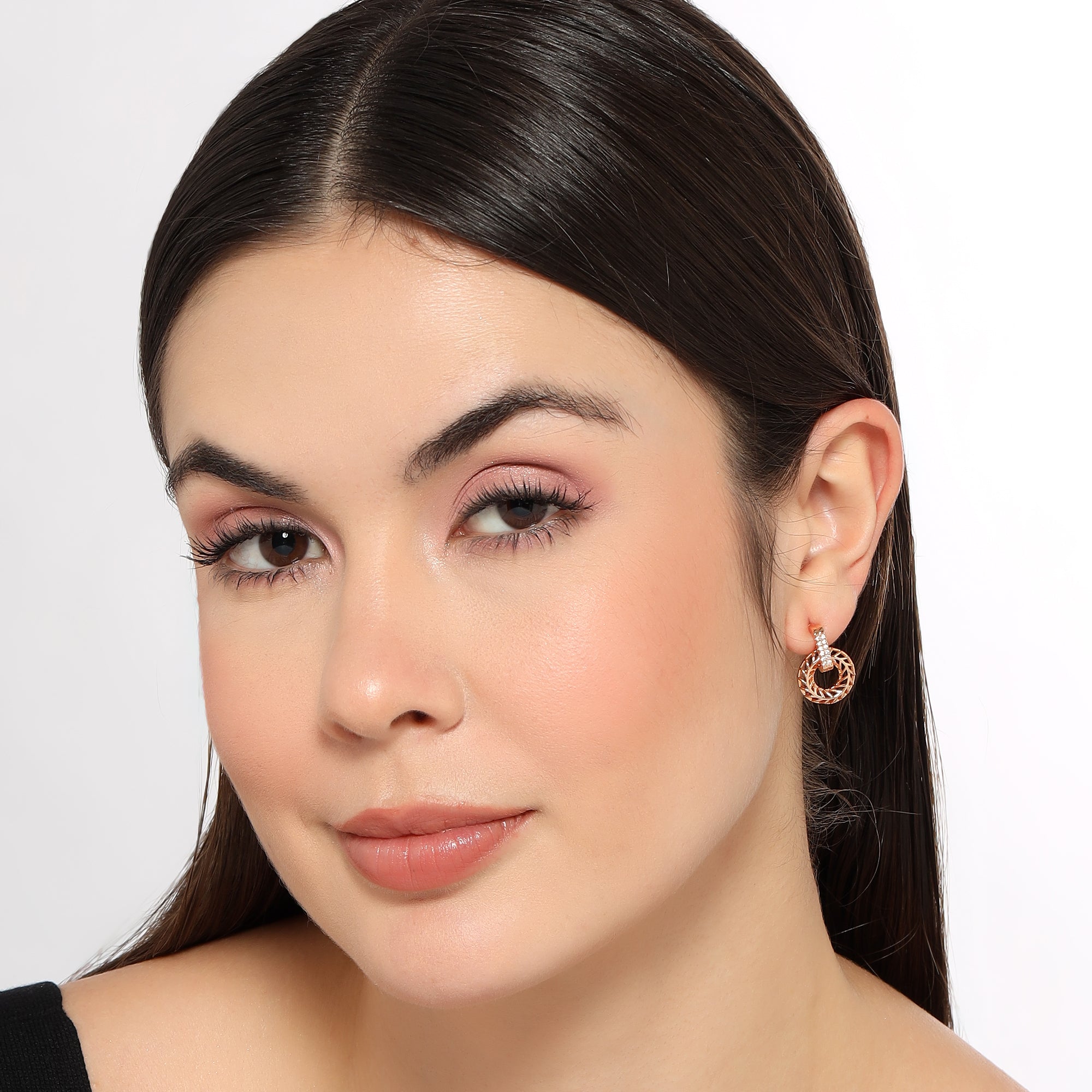 Rose Gold Circular Drop Earrings