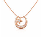 Rose Gold Moon &Star Pendant for Women