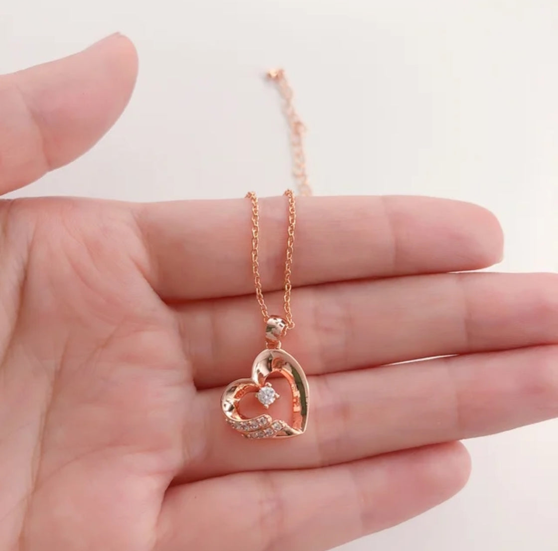 Affordable rose gold heart pendant necklace | Love Pendant for Women | Dainty rose gold heart necklace for gifts