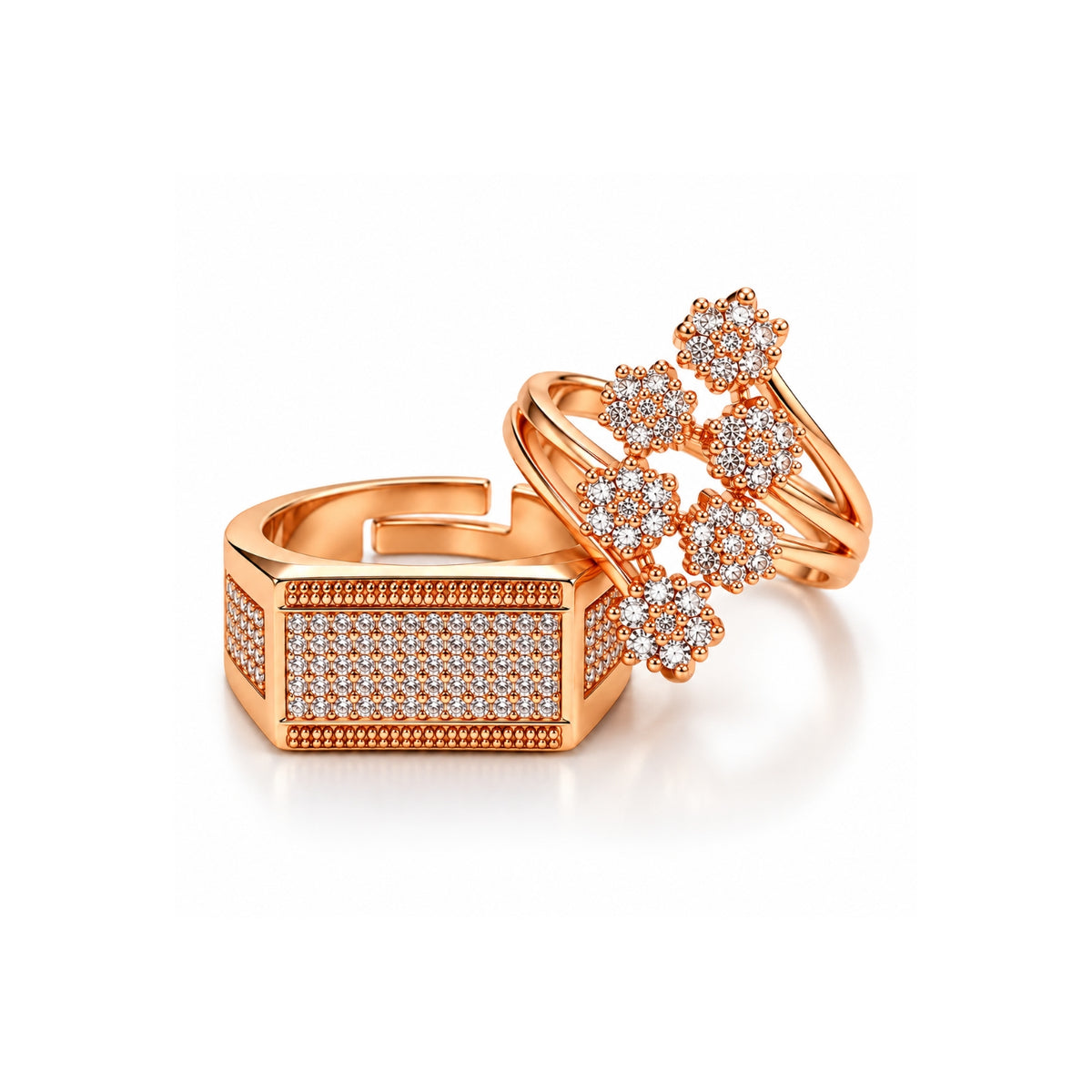 Rose Gold Geometric Couple Rings for Men & Women